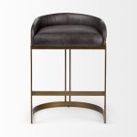Hollyfield II Black Leather Seat Gold Metal Base Counter Stool