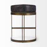 Hollyfield II Black Leather Seat Gold Metal Base Counter Stool