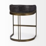 Hollyfield II Black Leather Seat Gold Metal Base Counter Stool