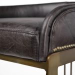 Hollyfield II Black Leather Seat Gold Metal Base Counter Stool