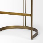 Hollyfield II Brown Leather Seat Gold Metal Base Bar Stool