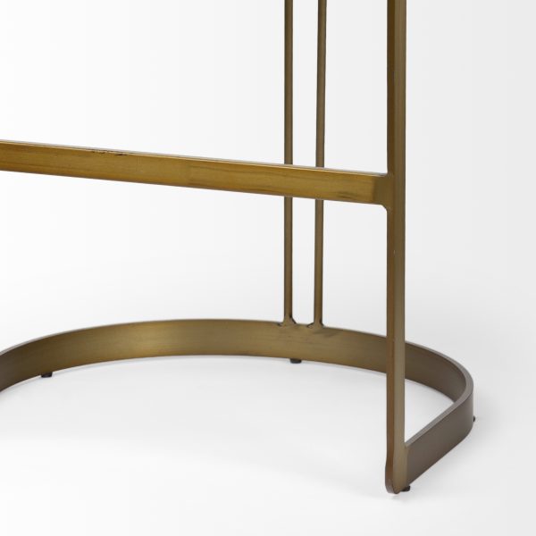 Hollyfield II Brown Leather Seat Gold Metal Base Bar Stool 7