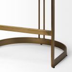 Hollyfield II Brown Leather Seat Gold Metal Base Stool
