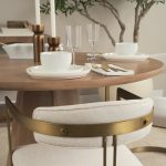 Hollyfield II Cream Fabric Seat W/ Gold Iron Frame Dining Chair