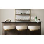 Hollyfield II Cream Fabric Seat W/ Gold Metal Base Bar Stool