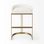 Hollyfield II Cream Fabric Seat W/ Gold Metal Base Bar Stool