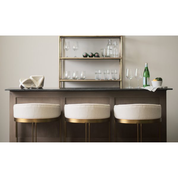 Hollyfield II Cream Fabric Seat W Gold Metal Base Counter Stool 2