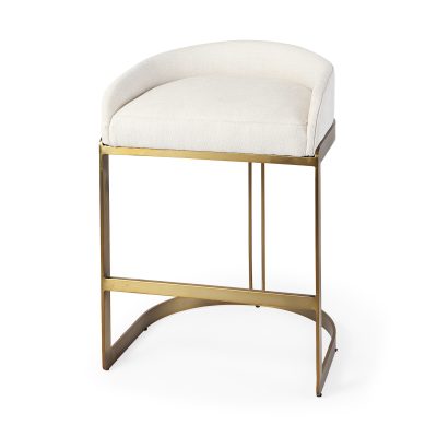Hollyfield II Cream Fabric Seat W/ Gold Metal Base Counter Stool
