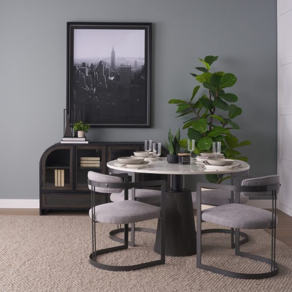 Hollyfield II Gray Fabric Seat W Gray Iron Frame Dining Chair 1