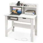 Home Office Desk with Hutch, Charging Ports, Drawer, and Shelves 10 Home Office Desk with Hutch, Charging Ports, Drawer, and Shelves