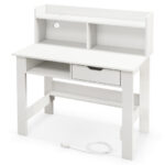 Home Office Desk with Hutch, Charging Ports, Drawer, and Shelves 11 Home Office Desk with Hutch, Charging Ports, Drawer, and Shelves