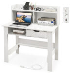 Home Office Desk with Hutch, Charging Ports, Drawer, and Shelves 13 Home Office Desk with Hutch, Charging Ports, Drawer, and Shelves