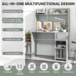 Modern Gray Desk with Raised Shelf and Adjustable Storage Shelves 14 Modern Gray Desk with Raised Shelf and Adjustable Storage Shelves