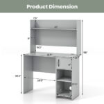 Modern Gray Desk with Raised Shelf and Adjustable Storage Shelves 12 Modern Gray Desk with Raised Shelf and Adjustable Storage Shelves