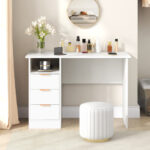 White Office Desk with Power Outlets and 3 Storage Drawers 14 White Office Desk with Power Outlets and 3 Storage Drawers