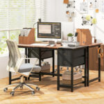 Rustic Home Office Desk with Drawers and Side Hook