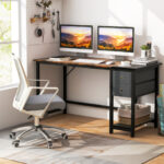 Rustic Home Office Desk with Drawers and Side Hook