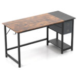 Rustic Home Office Desk with Drawers and Side Hook