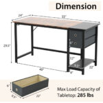 Rustic Home Office Desk with Drawers and Side Hook