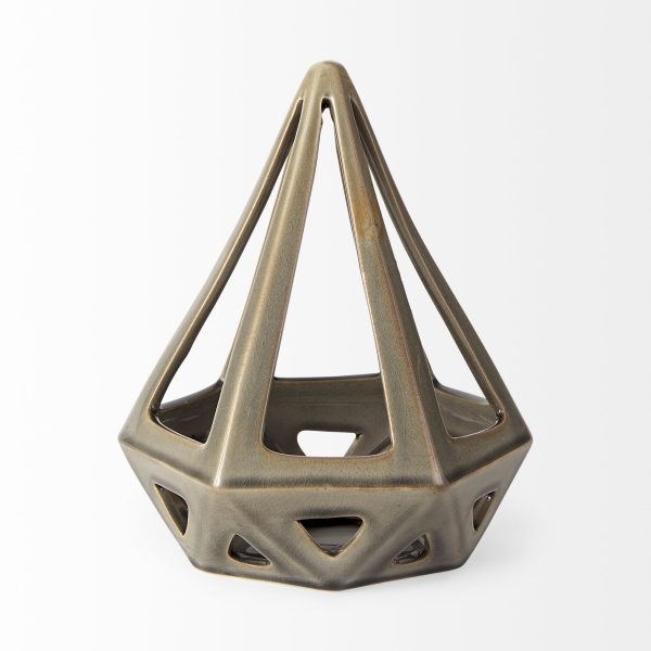 Hood 7.7L x 7.7W x 9.4H Bronze Geometric Ceramic Object 2