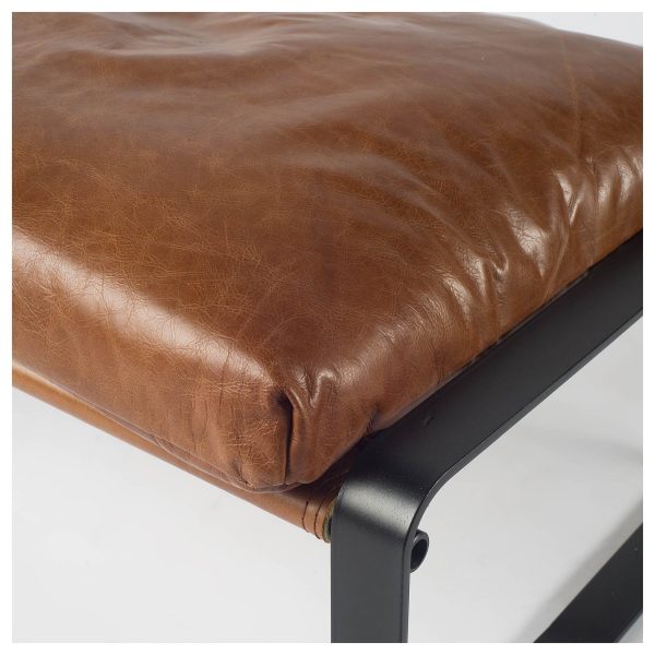 Hornet I 14H Brown Leather Black Metal Base Ottoman 2