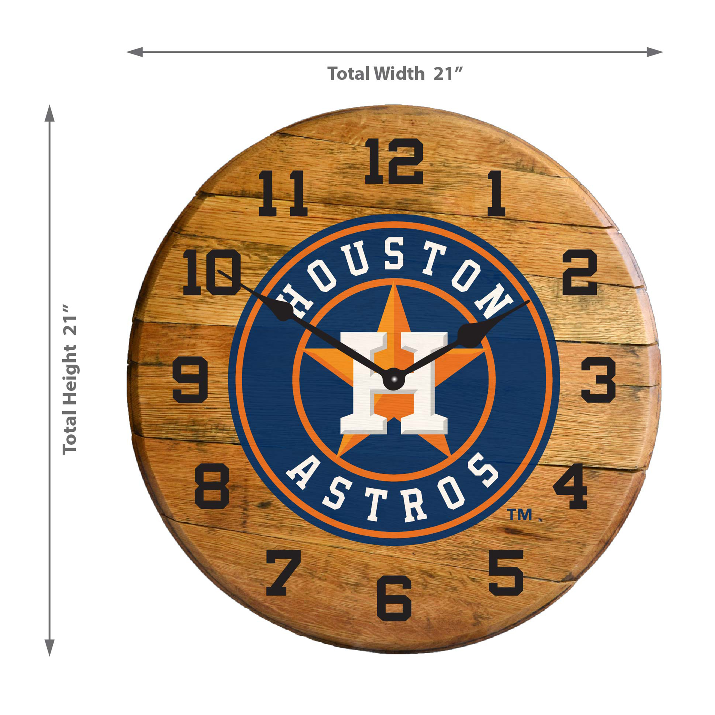 Houston Astros Oak Barrel Clock MLB Licensed Made in USA 2 Houston Astros Oak Barrel Clock MLB Licensed Made in USA - Image 2
