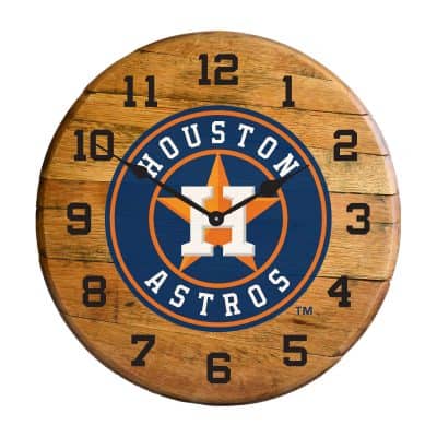 Houston Astros Oak Barrel Clock MLB Licensed Made in USA