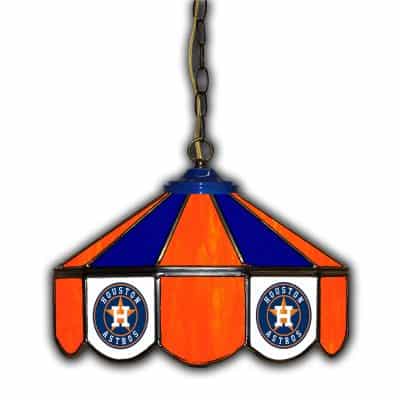 Houston Astros Stained Glass 14 Inch Hanging Pub Light
