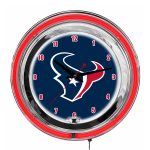 Houston Texans 14" Neon Chrome Clock Team Colors