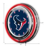Houston Texans 14" Neon Chrome Clock Team Colors