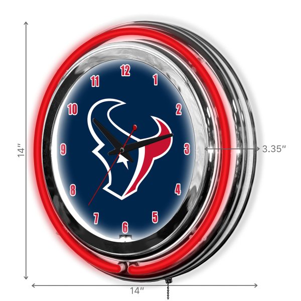Houston Texans 14 Neon Chrome Clock Team Colors 2