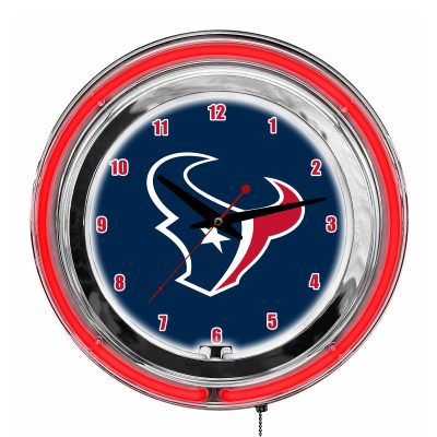 Houston Texans 14" Neon Chrome Clock Team Colors