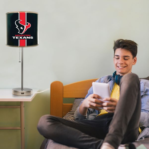 Houston Texans Chrome USB Charging Lamp with Shade Insert 1