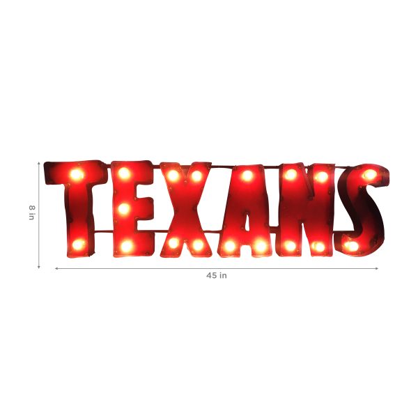 Houston Texans Lighted Recycled Metal Wordmark Sign 1