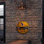 Houston Texans Oak Whiskey Barrel Bar Shelf