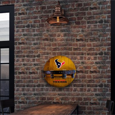 Houston Texans Oak Whiskey Barrel Bar Shelf