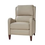 Hyde Beige Genuine Leather Wingback Push-Back Recliner 7 Hyde Beige Genuine Leather Wingback Push-Back Recliner