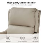 Hyde Beige Genuine Leather Wingback Push-Back Recliner 8 Hyde Beige Genuine Leather Wingback Push-Back Recliner
