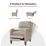Hyde Beige Genuine Leather Wingback Push-Back Recliner 9 Hyde Beige Genuine Leather Wingback Push-Back Recliner