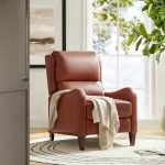 Hyde Brick Genuine Leather Nailhead Trim Wingback Recliner 6 Hyde Brick Genuine Leather Nailhead Trim Wingback Recliner