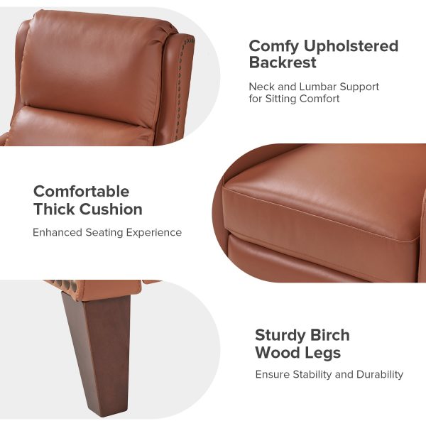 Hyde Brick Genuine Leather Nailhead Trim Wingback Recliner 4