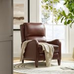 Hyde Brown Genuine Leather Wingback Nailhead Trim Push-Back Recliner 6 Hyde Brown Genuine Leather Wingback Nailhead Trim Push-Back Recliner