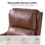 Hyde Brown Genuine Leather Wingback Nailhead Trim Push-Back Recliner 8 Hyde Brown Genuine Leather Wingback Nailhead Trim Push-Back Recliner