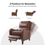 Hyde Brown Genuine Leather Wingback Nailhead Trim Push-Back Recliner 9 Hyde Brown Genuine Leather Wingback Nailhead Trim Push-Back Recliner