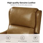 Hyde Camel Leather Mid-Century Modern Nailhead Trim Wingback Recliner 8 Hyde Camel Leather Mid-Century Modern Nailhead Trim Wingback Recliner