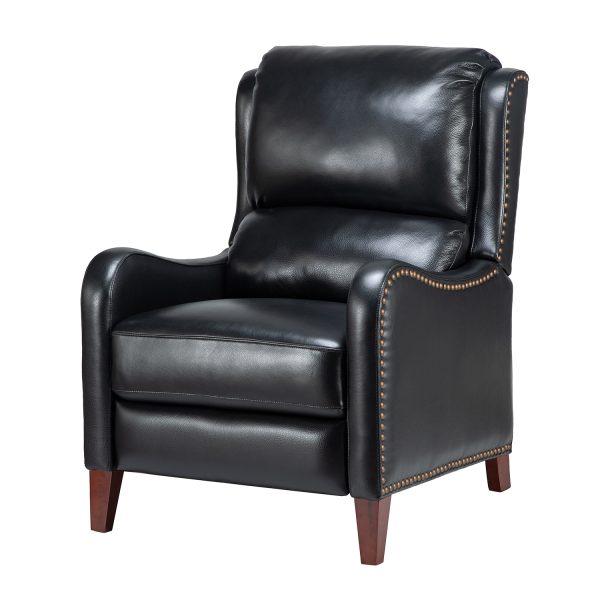 Hyde Genuine Leather Mid Century Modern Wingback Nailhead Trim Recliner 1