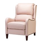 Hyde Pink Leather Mid-Century Modern Wingback Push-Back Recliner 7 Hyde Pink Leather Mid-Century Modern Wingback Push-Back Recliner