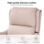 Hyde Pink Leather Mid-Century Modern Wingback Push-Back Recliner 8 Hyde Pink Leather Mid-Century Modern Wingback Push-Back Recliner