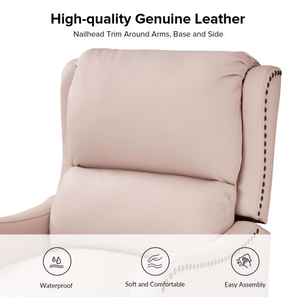Hyde Pink Leather Mid Century Modern Wingback Push Back Recliner 2