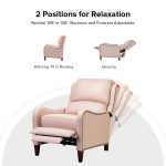 Hyde Pink Leather Mid-Century Modern Wingback Push-Back Recliner 9 Hyde Pink Leather Mid-Century Modern Wingback Push-Back Recliner